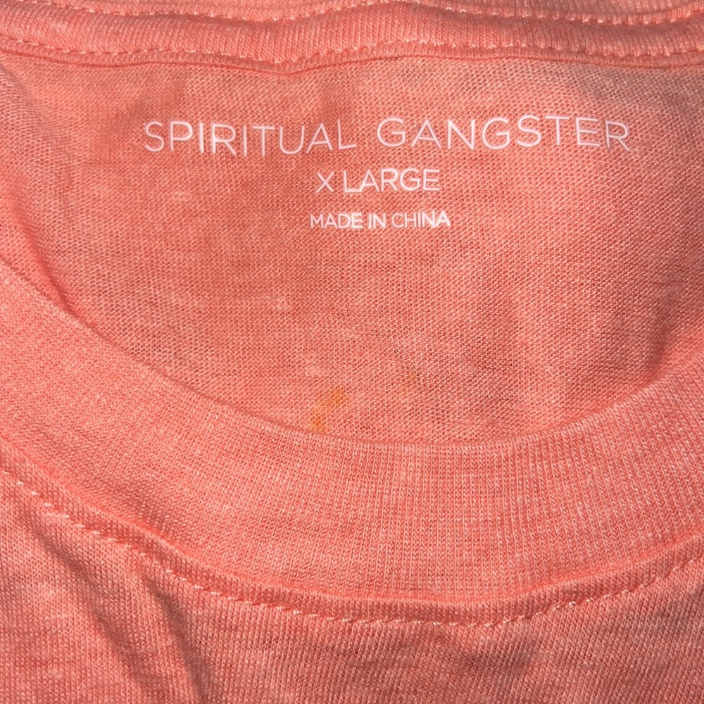 Spiritual Gangster Coral Sleeveless Crop Tank with Sunrise Accent - Picture 4 of 6